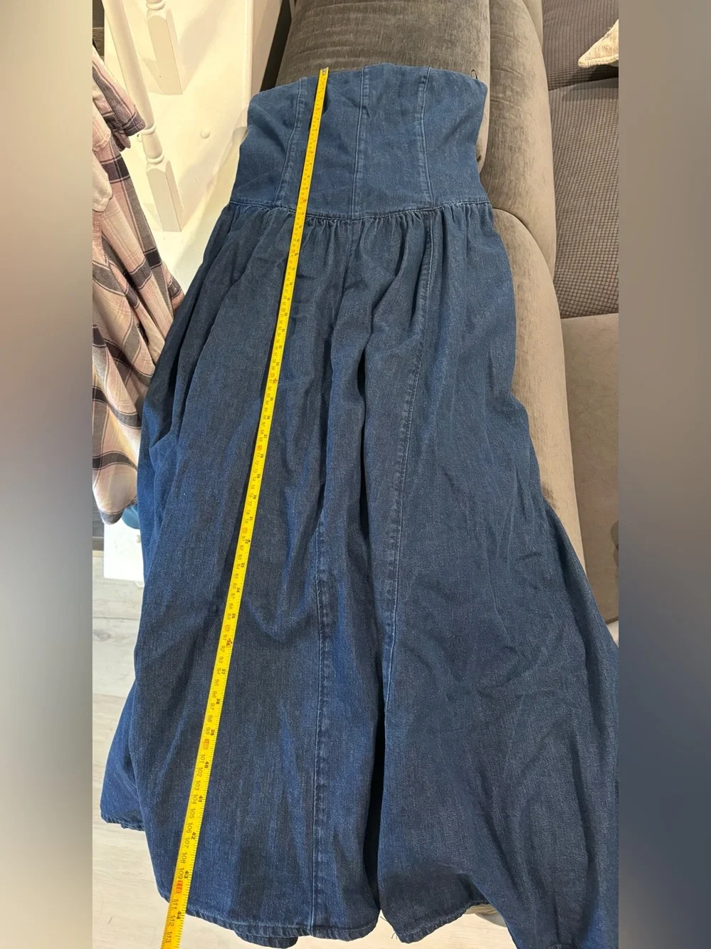 Zara Dark Blue Denim Strapless maxi dress. Small